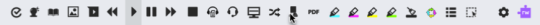 Toolbar with various icons for functions such as undo, redo, play, pause, stop, zoom, annotation tools, highlighting, and settings