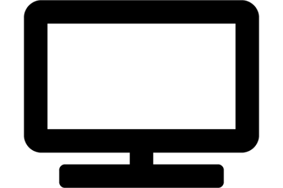  A rectangle above a vertical line  and a horizontal line. It is a display screen and the stand.