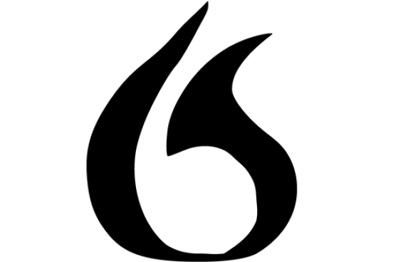 A single black line shaped like a flame.  Dragon Naturally Speaking icon