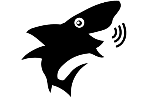  Black and white image of a shark.