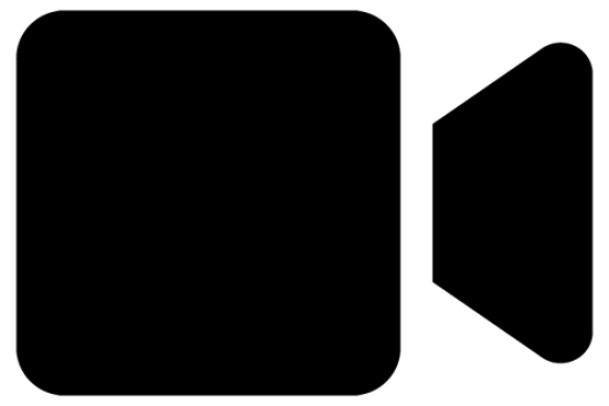 a black square and sloped rectangle.  Icon depicts a camera